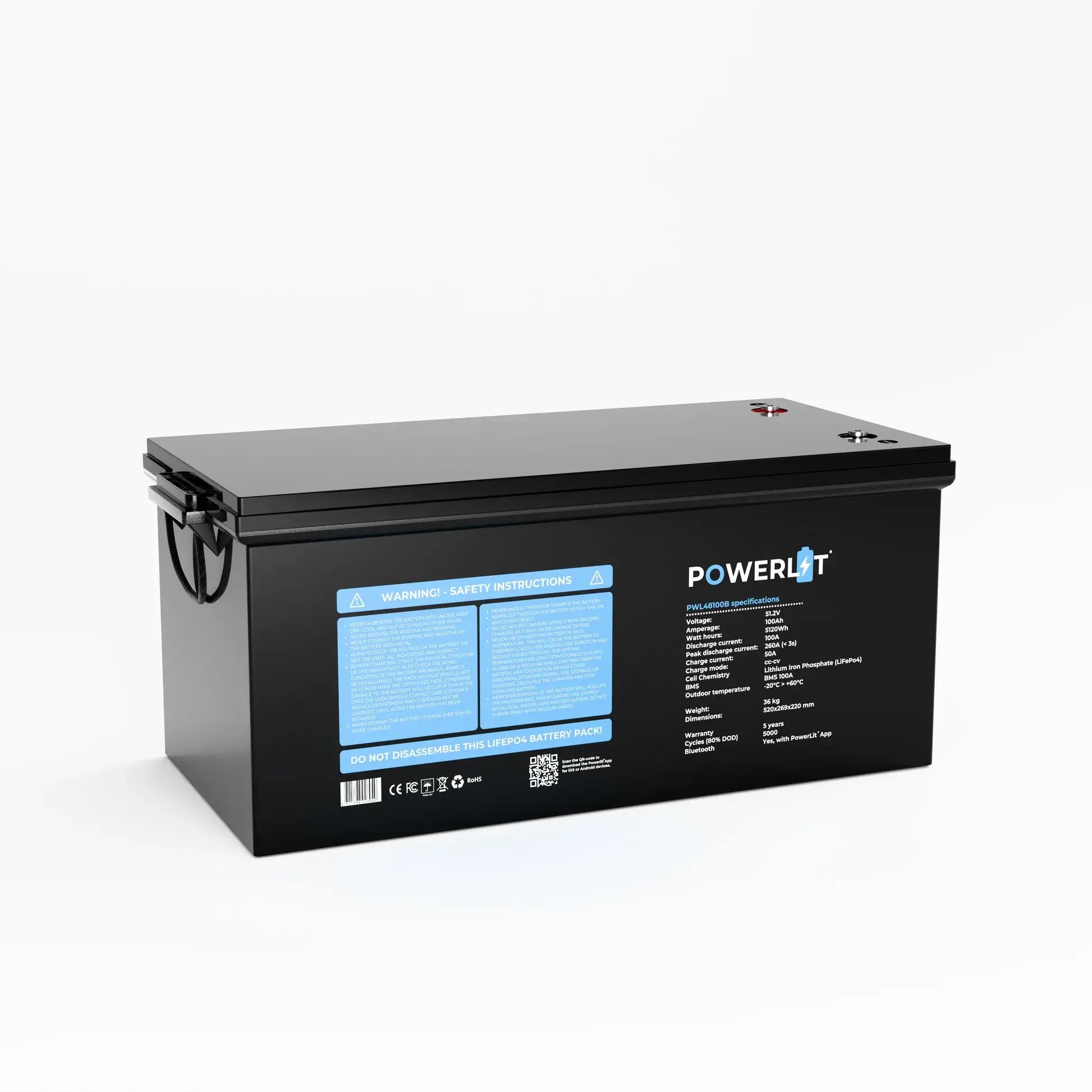Powerlit PWL48100B – Batteria LiFePO4 48V 100Ah con BMS & Bluetooth 3/3