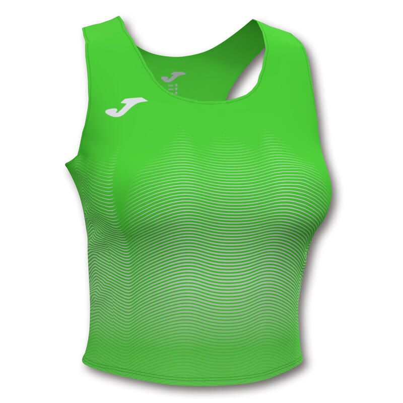 Top running Mulher Joma Elite vii verde fluorescente branco