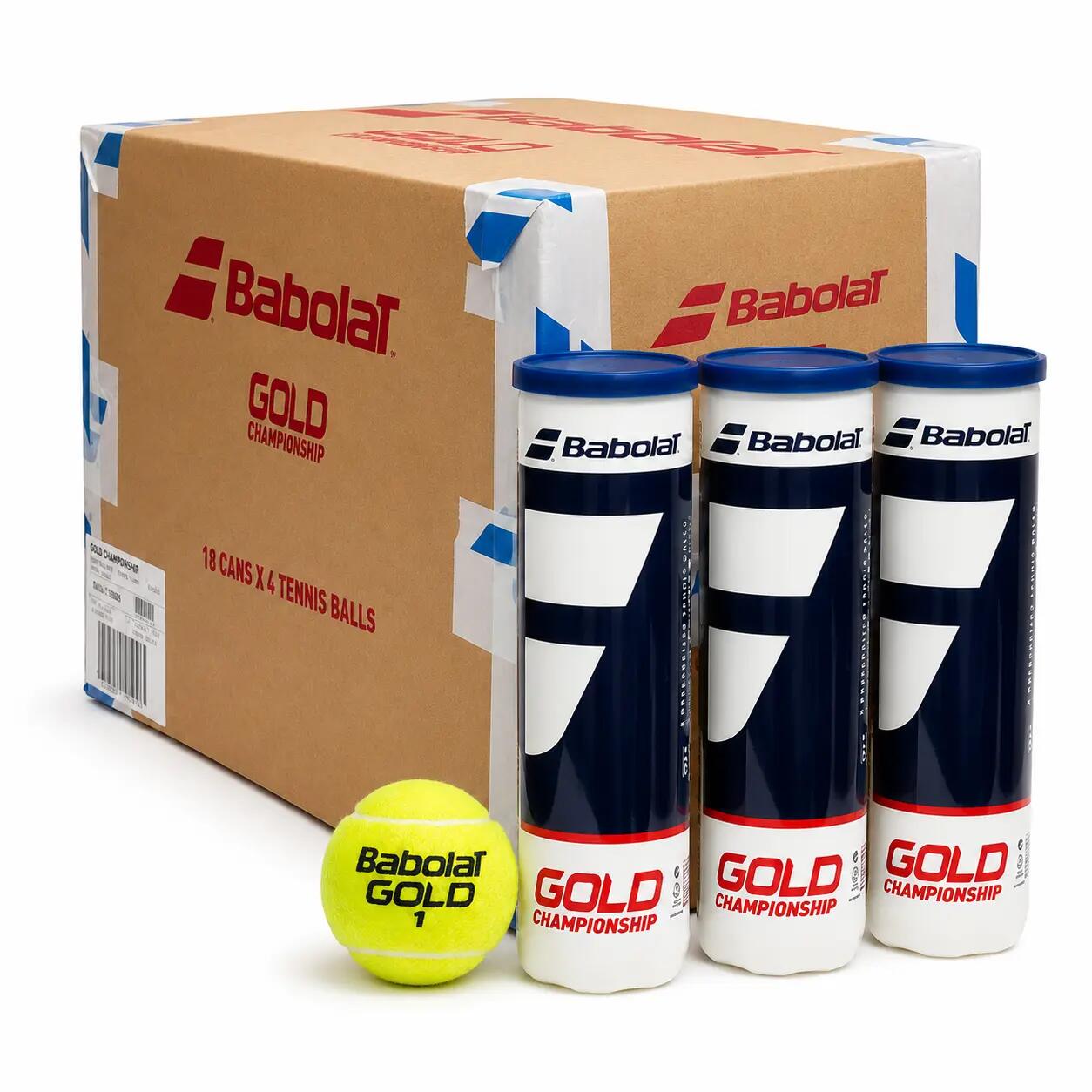 72x Babolat Gold Championship Tennis Balls Bulk Box (18 Cans of 4) - ITF & USTA