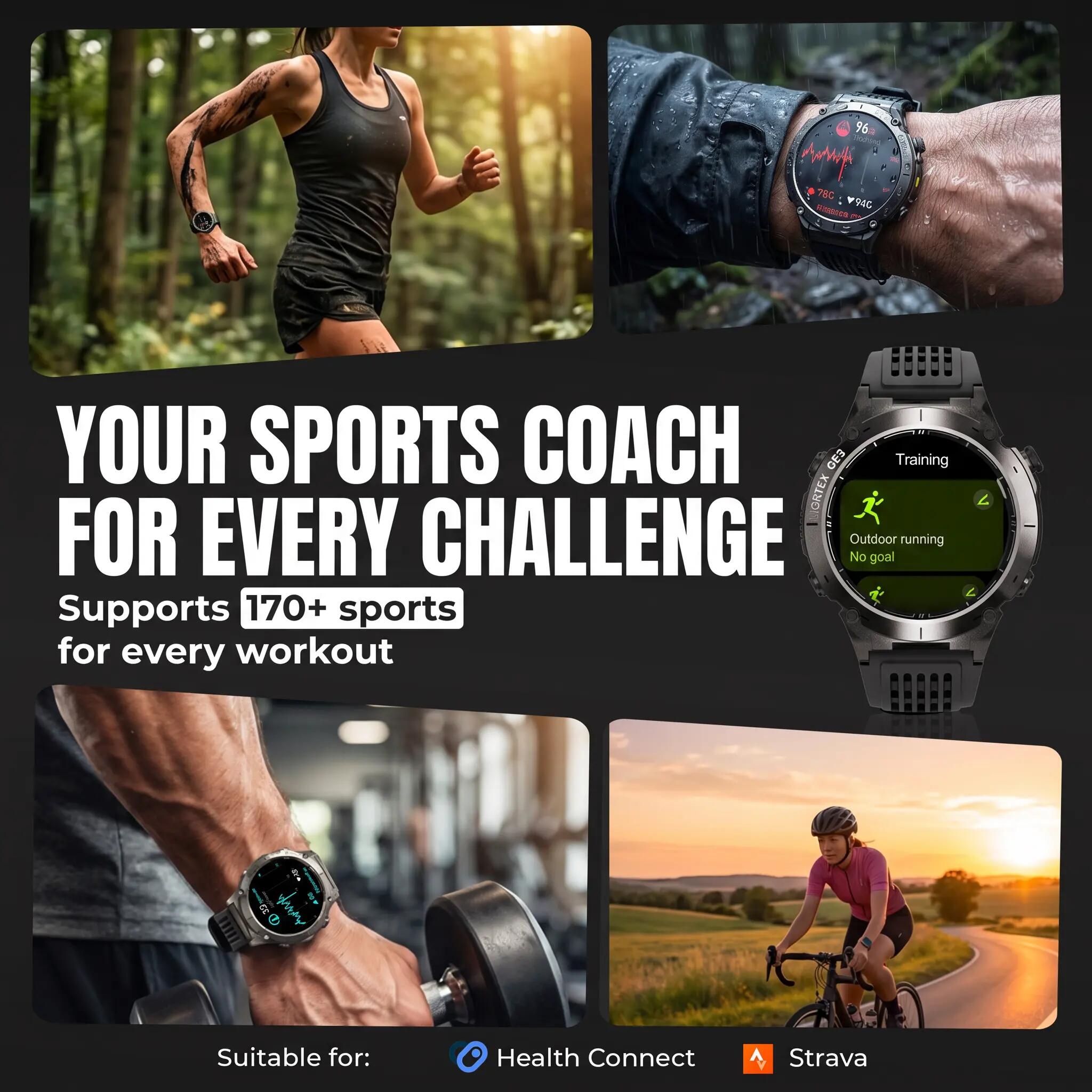 Smartwatch Vortex GPS – AMOLED, Belfunctie en 200+ Sportmodi 5/11