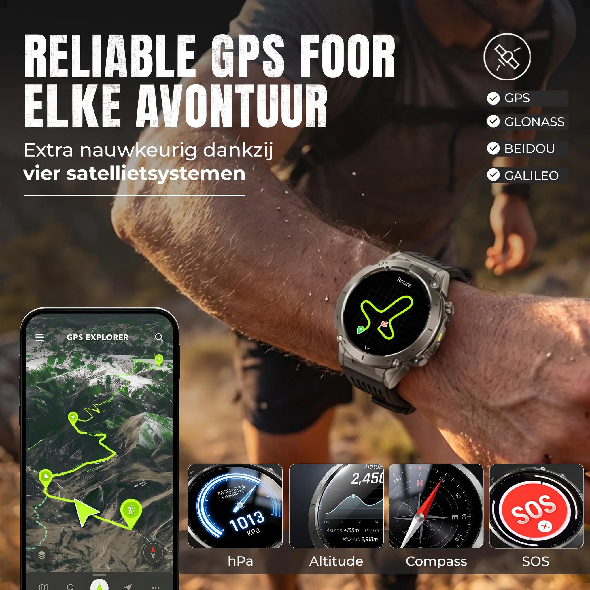 Smartwatch Vortex GPS – AMOLED, Belfunctie en 200+ Sportmodi 4/11