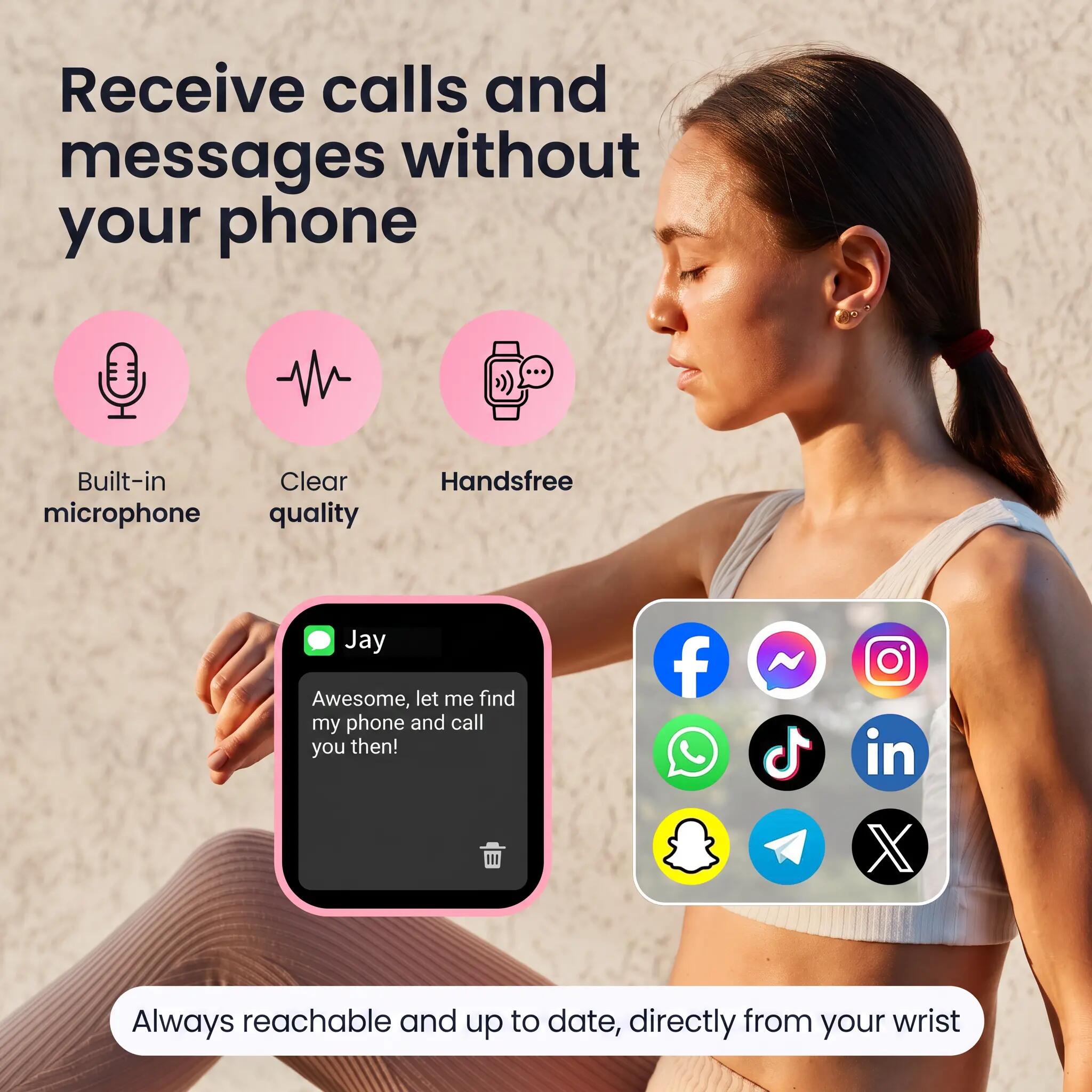 Smartwatch Seréa AMOLED – Belfunctie – 5 Bandjes – Zilver 2/11