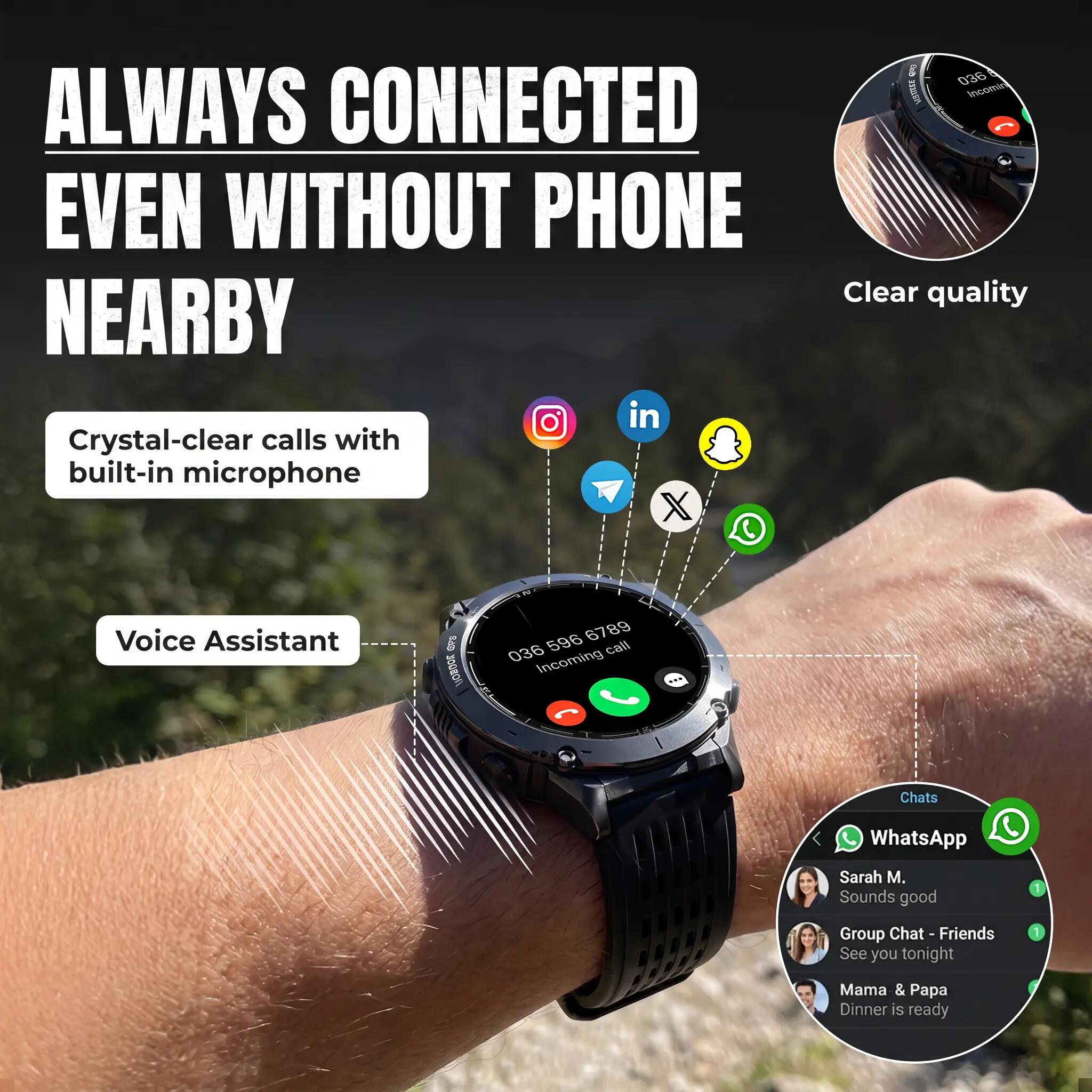 Smartwatch Vortex GPS – AMOLED, Belfunctie en 200+ Sportmodi 2/11