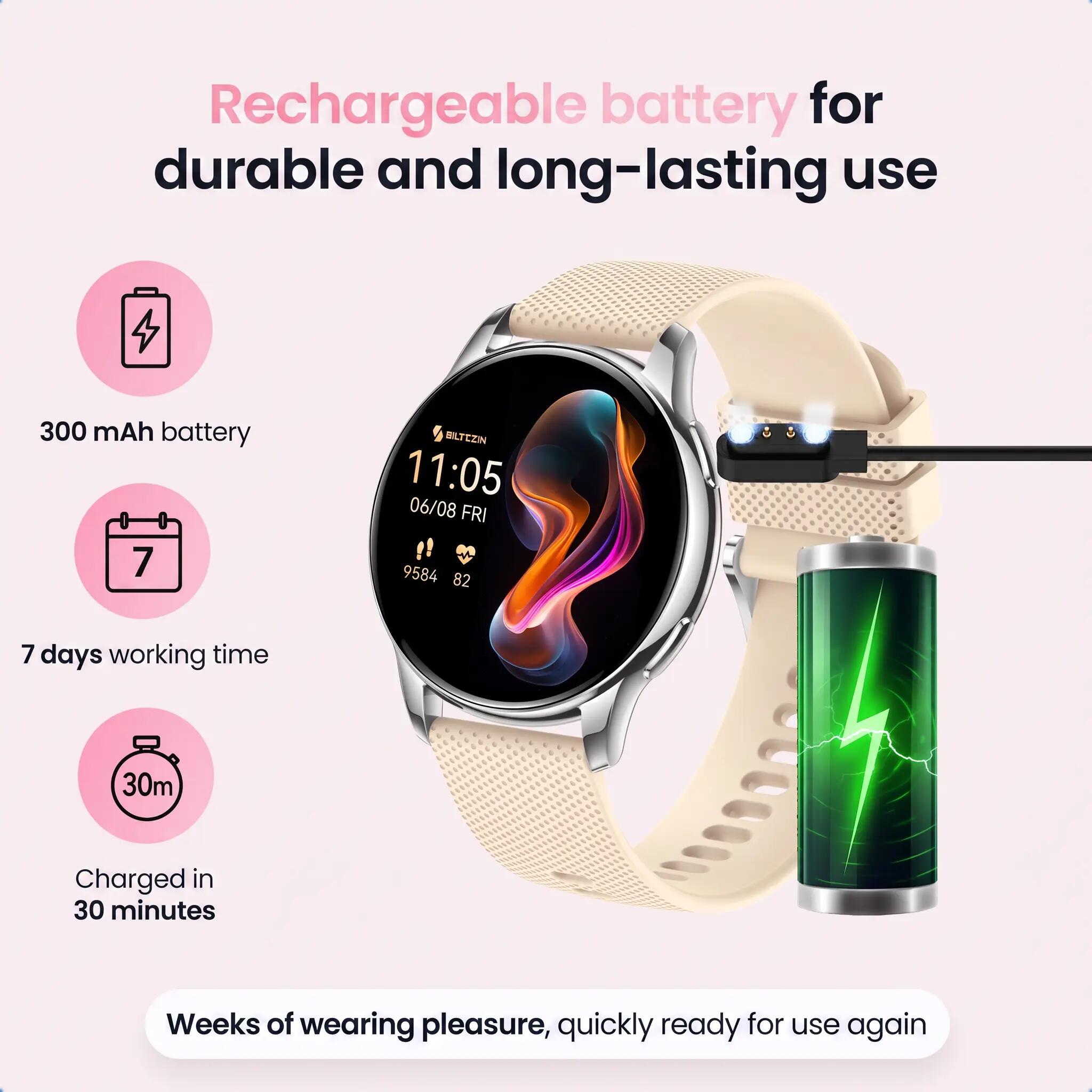 Smartwatch Auréa AMOLED – Hartslagmeter, 5 Bandjes – Zilver 10/11