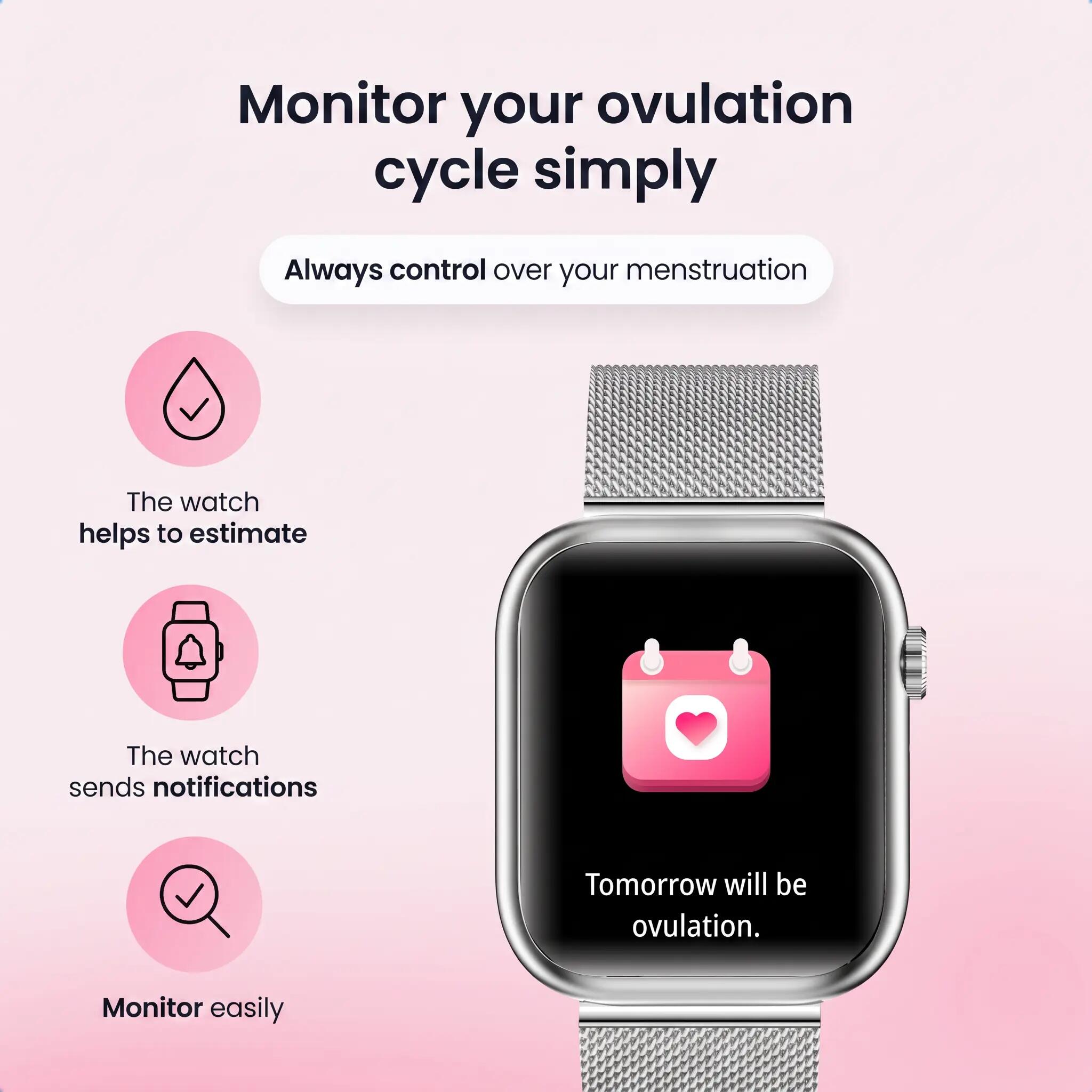 Smartwatch Seréa AMOLED – Belfunctie – 5 Bandjes – Zilver 10/11