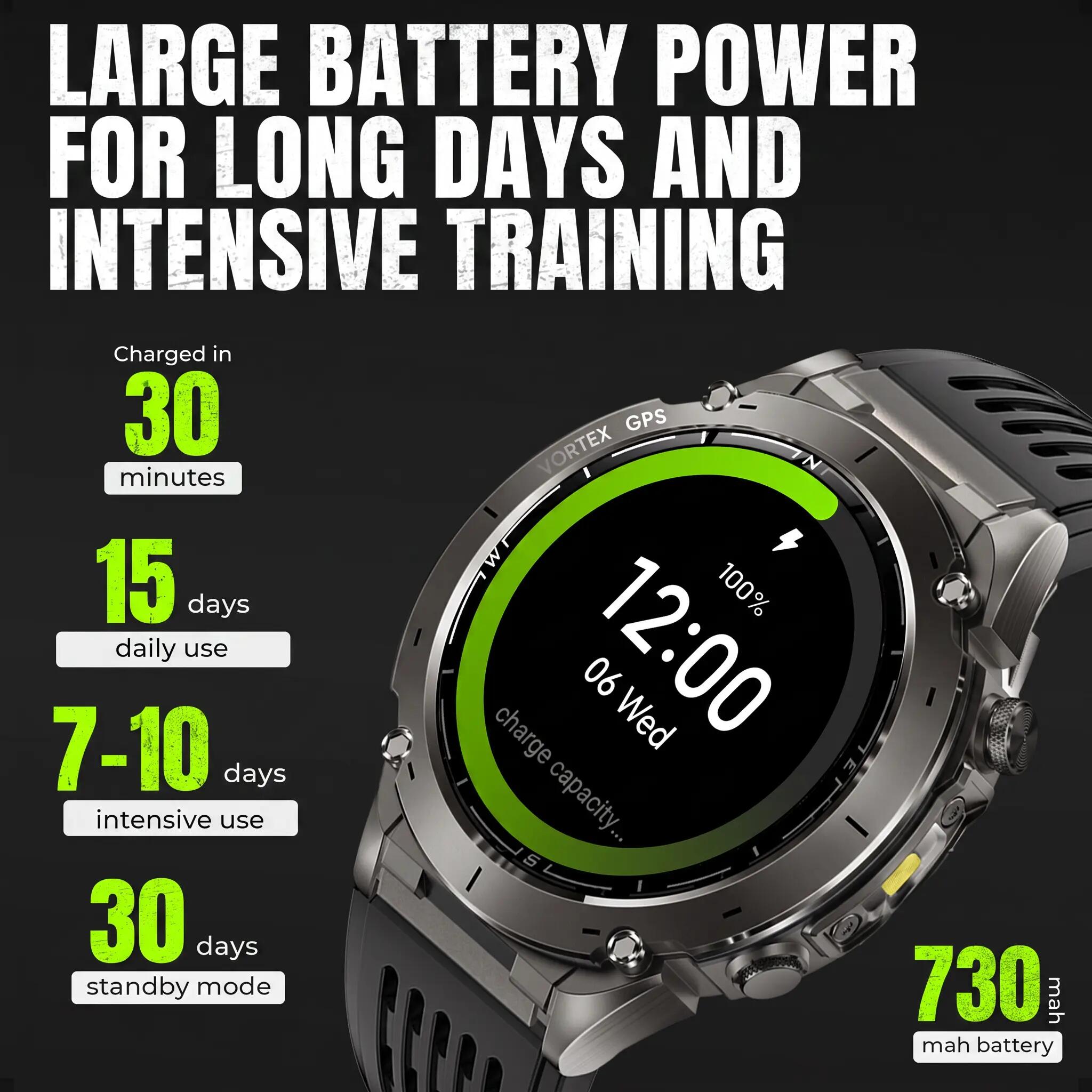 Smartwatch Vortex GPS – AMOLED, Belfunctie en 200+ Sportmodi 10/11