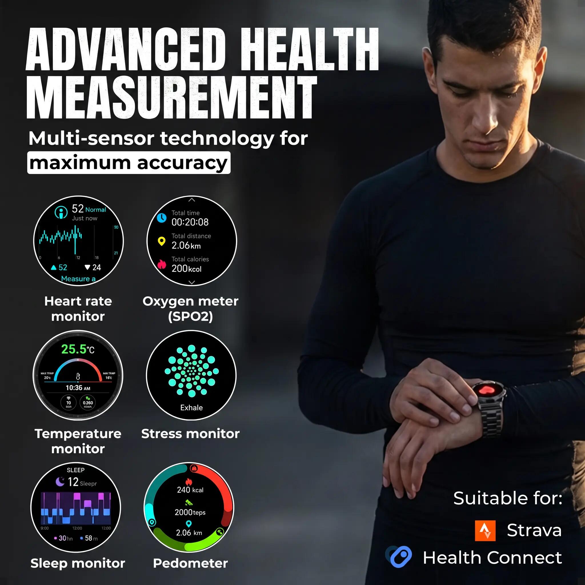 Smartwatch Vortex GPS – AMOLED, Belfunctie en 200+ Sportmodi 9/11