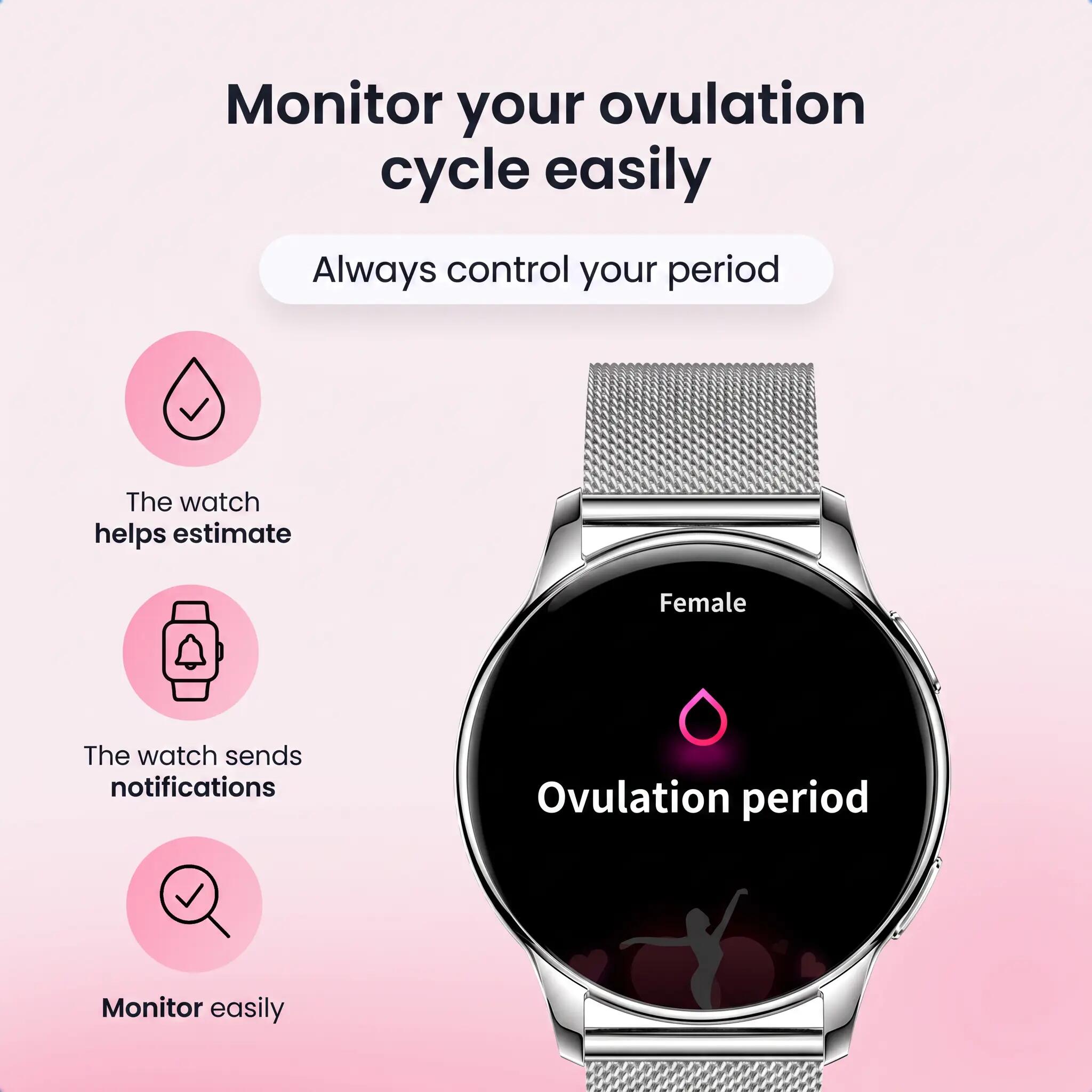 Smartwatch Auréa AMOLED – Hartslagmeter, 5 Bandjes – Zilver 8/11