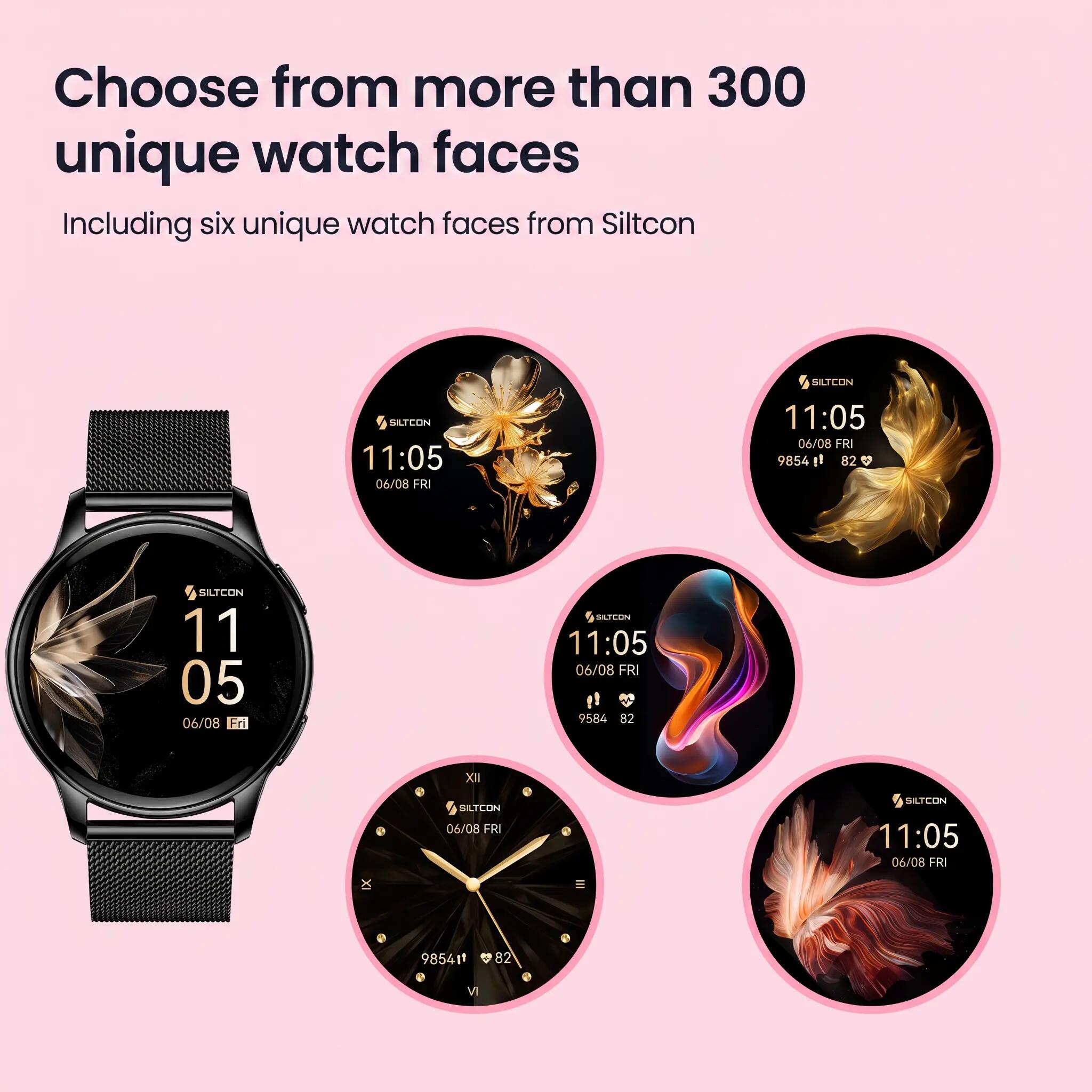 Smartwatch Auréa AMOLED hartslagmeter 5 bandjes zwart 8/14