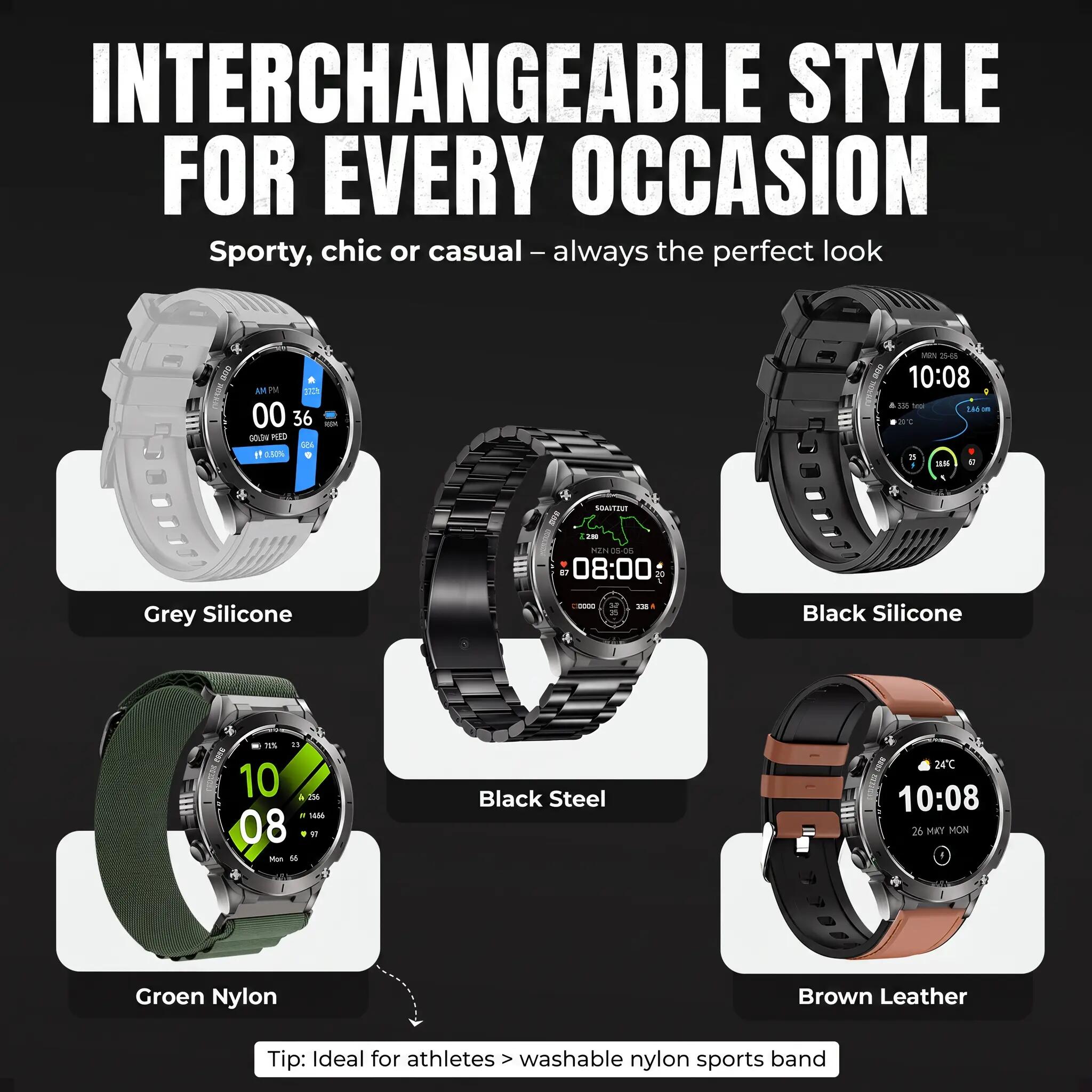 Smartwatch Vortex GPS – AMOLED, Belfunctie en 200+ Sportmodi 8/11