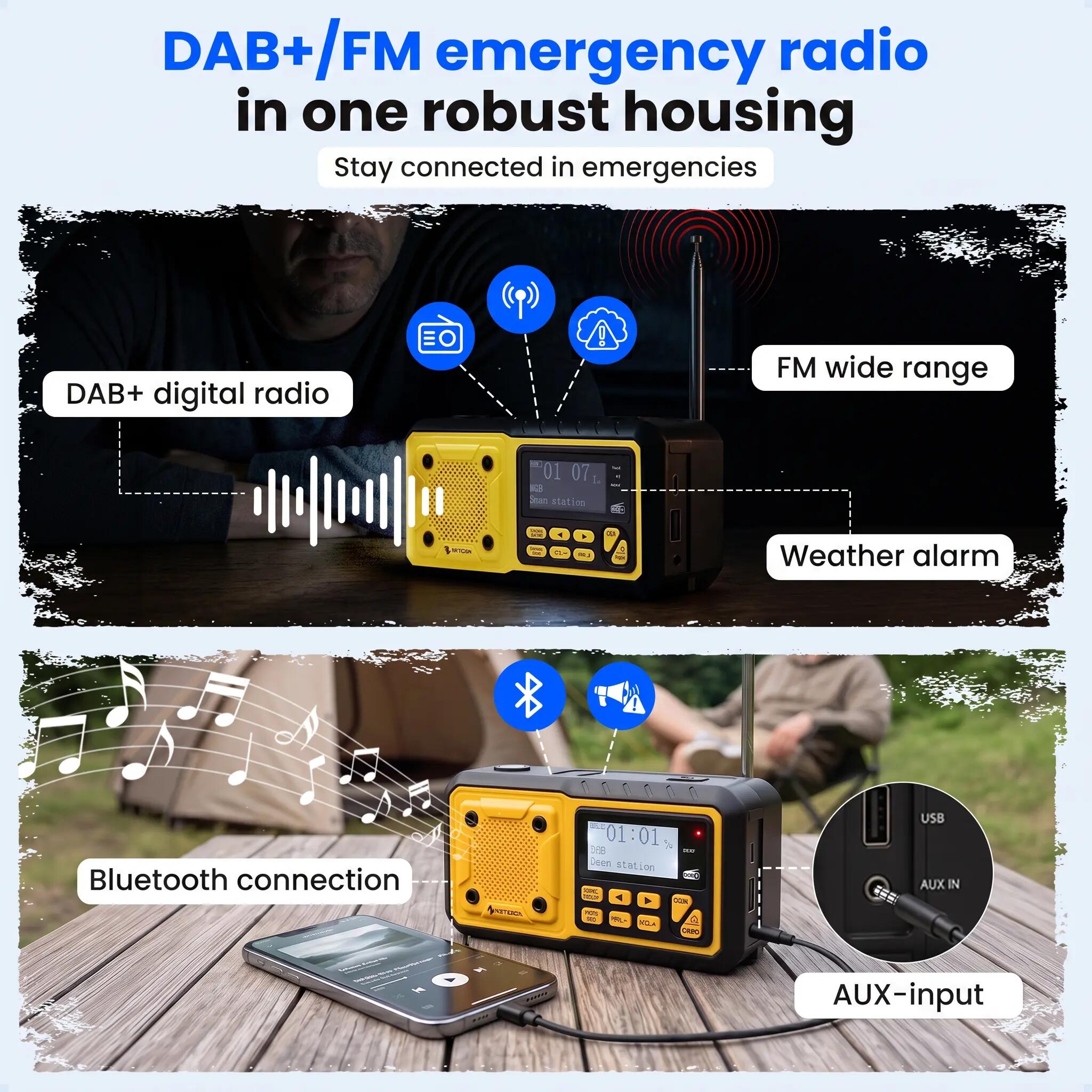 Noodradio DAB+/FM solar 5000 mAh Bluetooth SOS 5/14