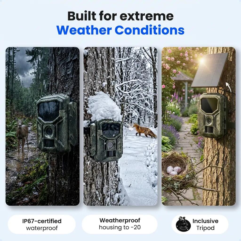 Wildkamera 8K 64MP – No-Glow, WLAN und Solar – 128GB SD 3/12
