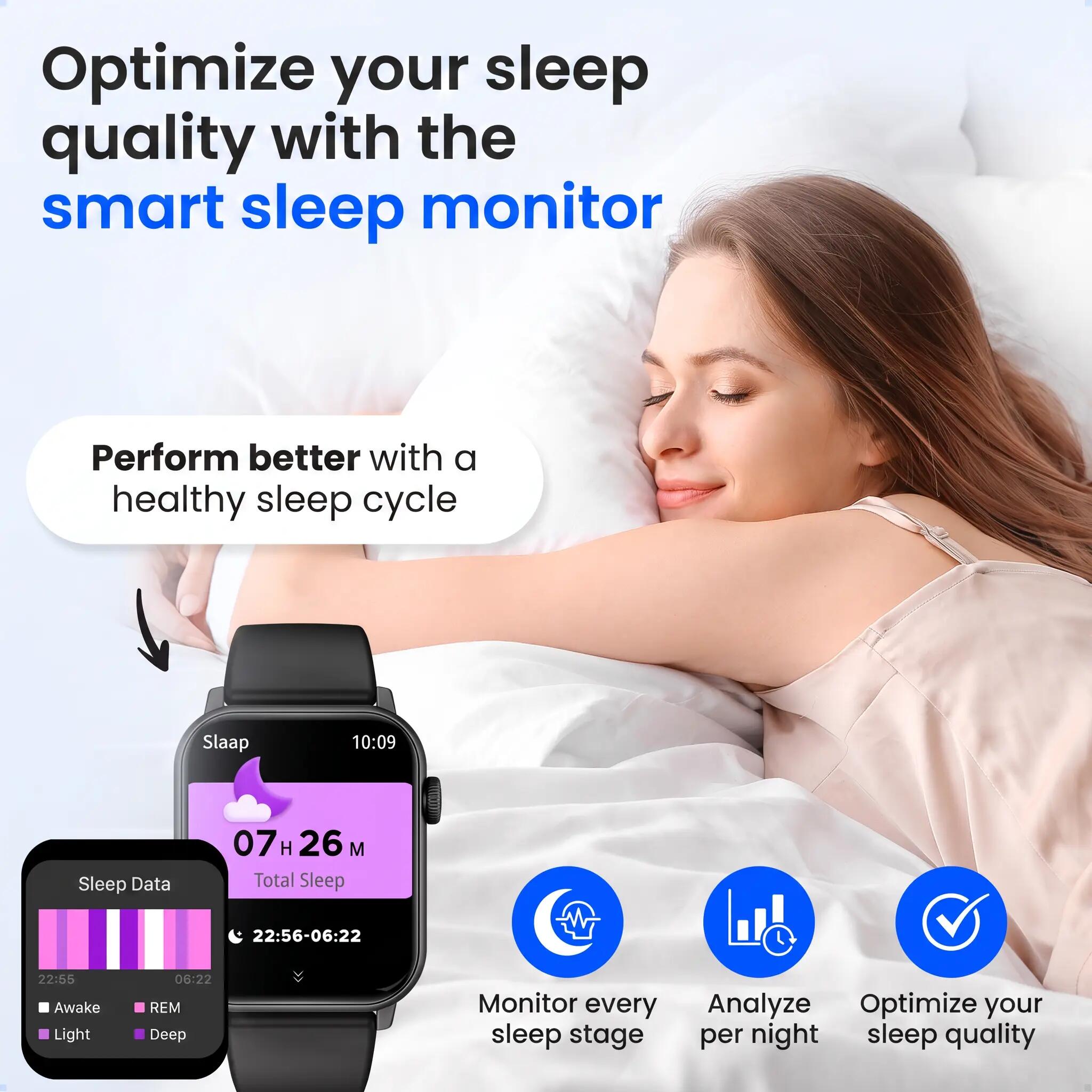 Smartwatch Pro Anruffunktion Herzfrequenzmesser 4 Armbänder schwarz 7/14