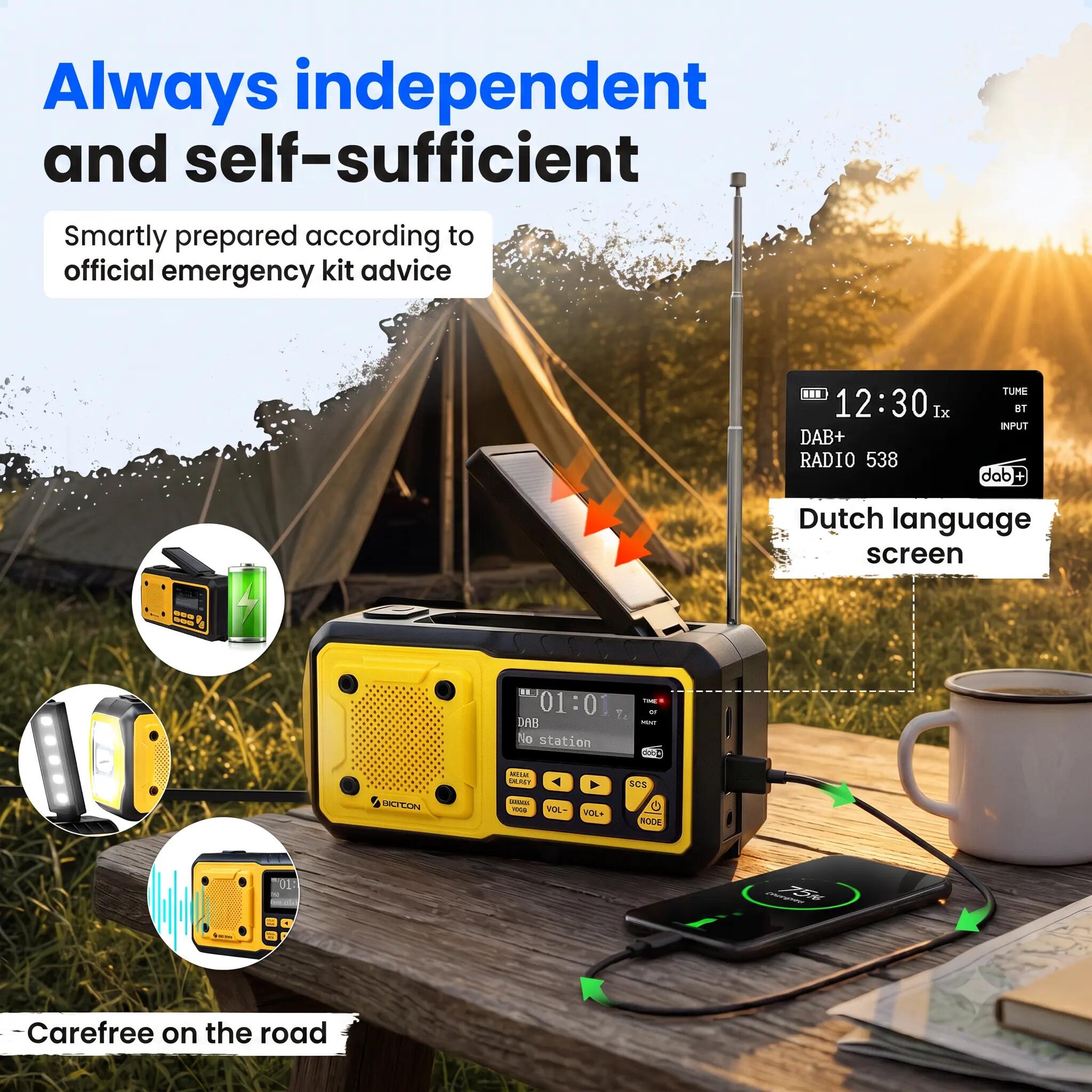 Noodradio DAB+/FM solar 5000 mAh Bluetooth SOS 4/14