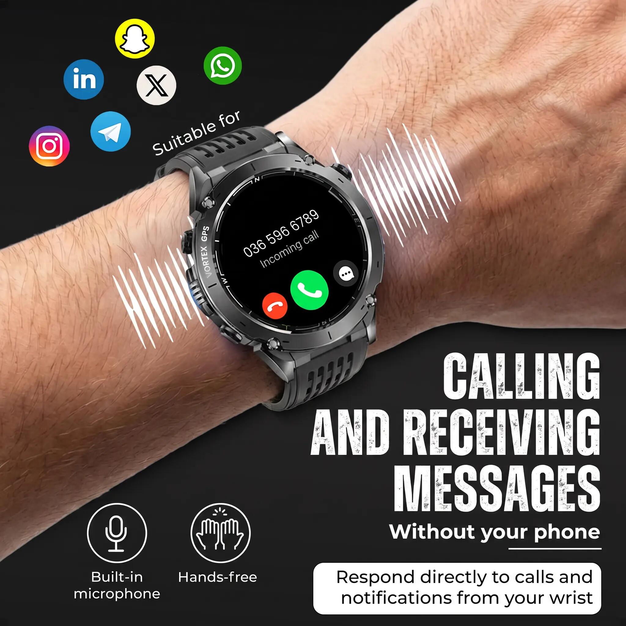 Smartwatch Vortex GPS – AMOLED, Belfunctie en 200+ Sportmodi 6/11