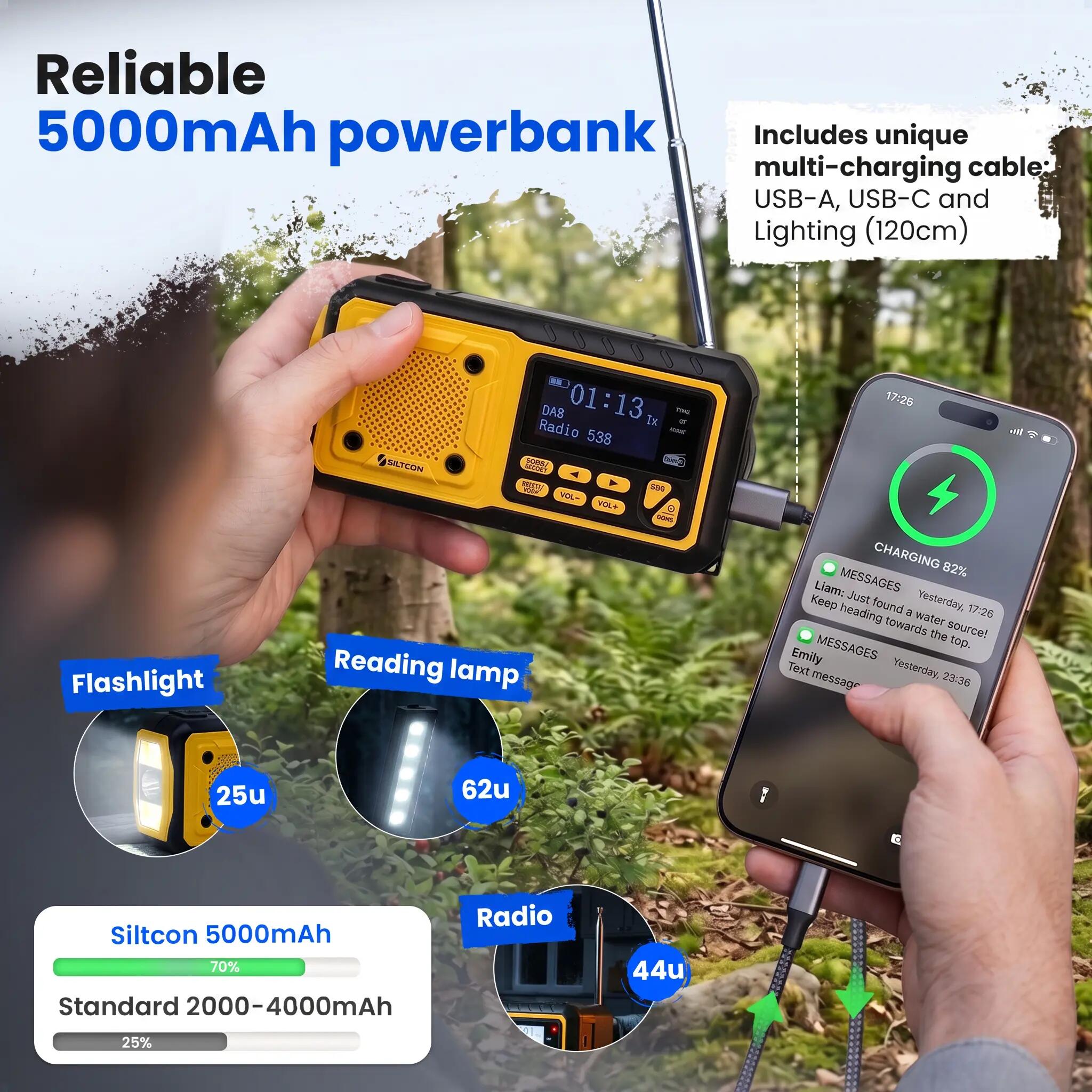Noodradio DAB+/FM solar 5000 mAh Bluetooth SOS 3/14