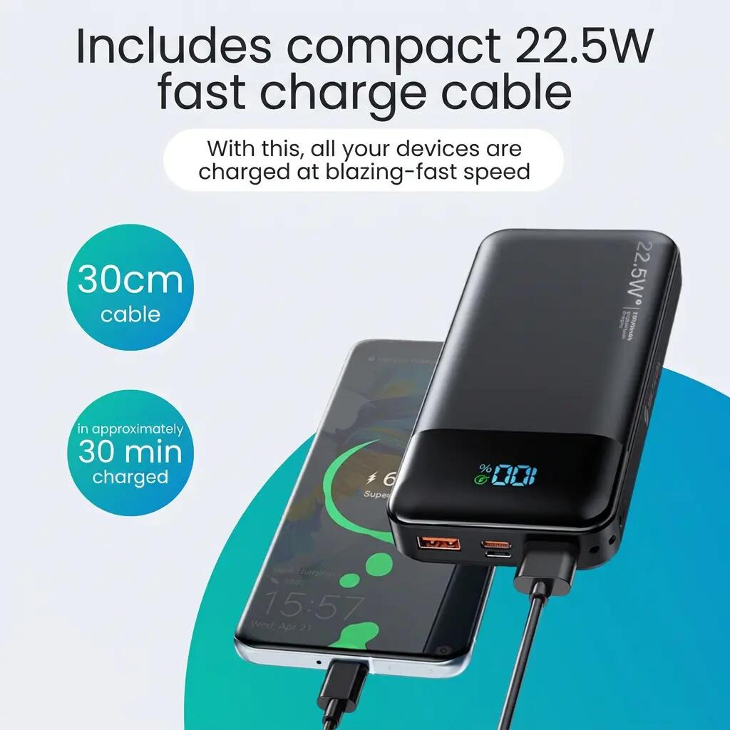 Powerbank 30000 mAh 22,5 W USB-C USB-A inkl. USB-C-Kabel 5/14