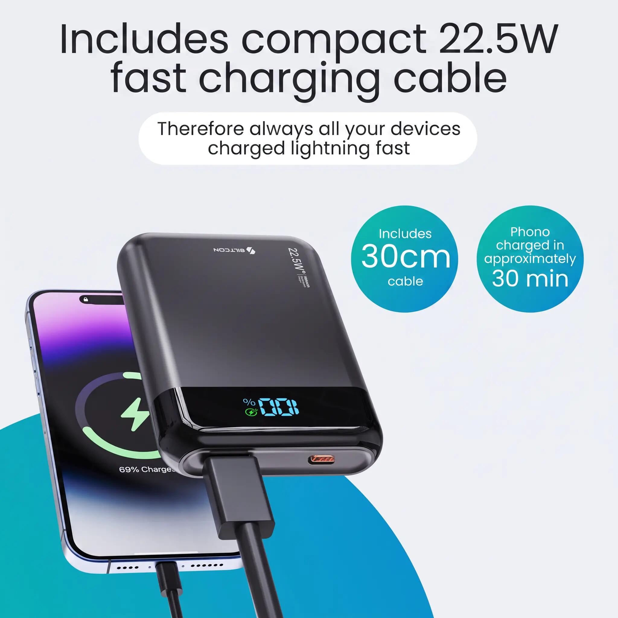 Powerbank 10000 mAh 22,5 W USB-C USB-A schwarz 6/14