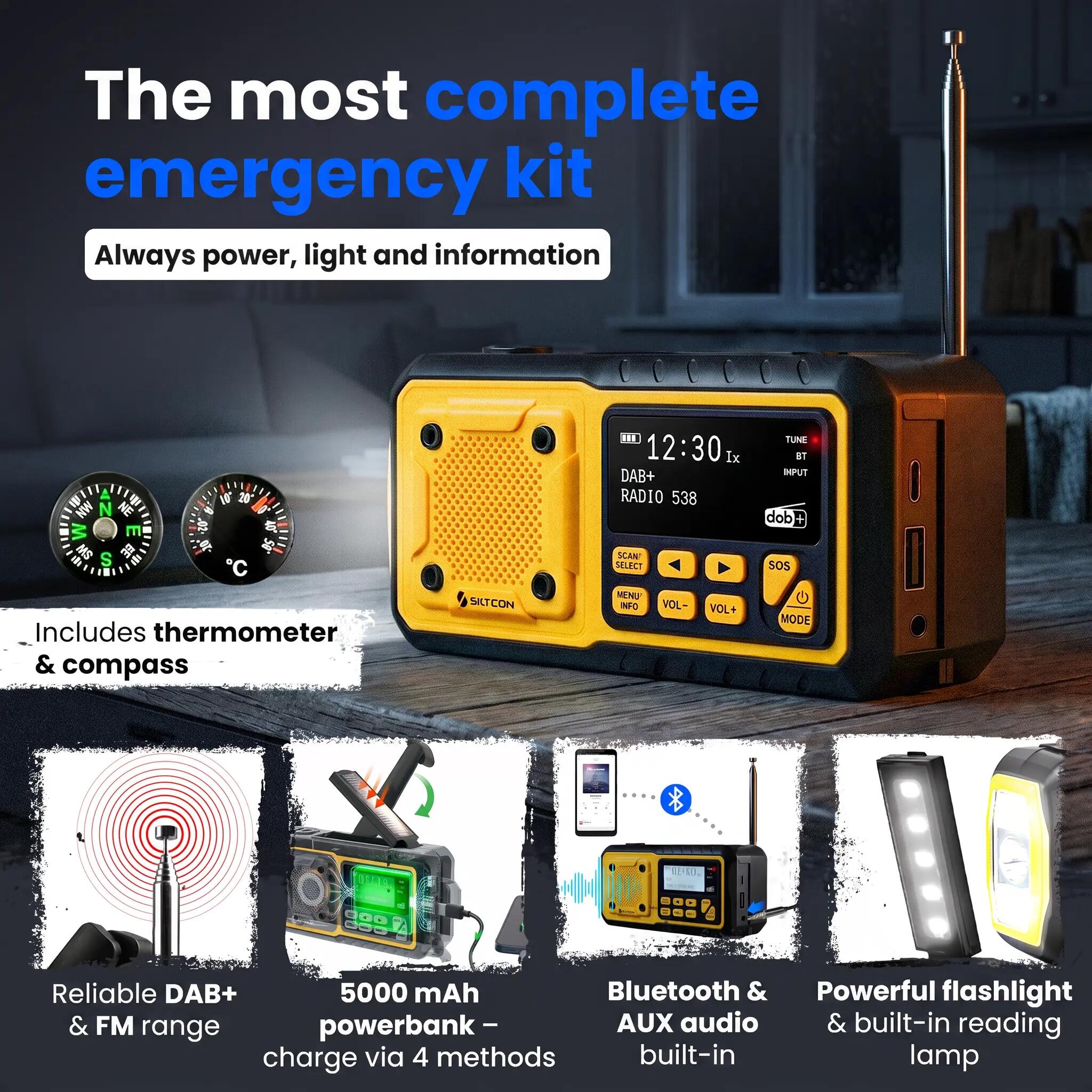 Noodradio DAB+/FM solar 5000 mAh Bluetooth SOS 2/14