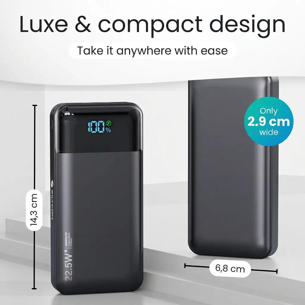 Powerbank 30000 mAh 22,5 W USB-C USB-A inkl. USB-C-Kabel 10/14