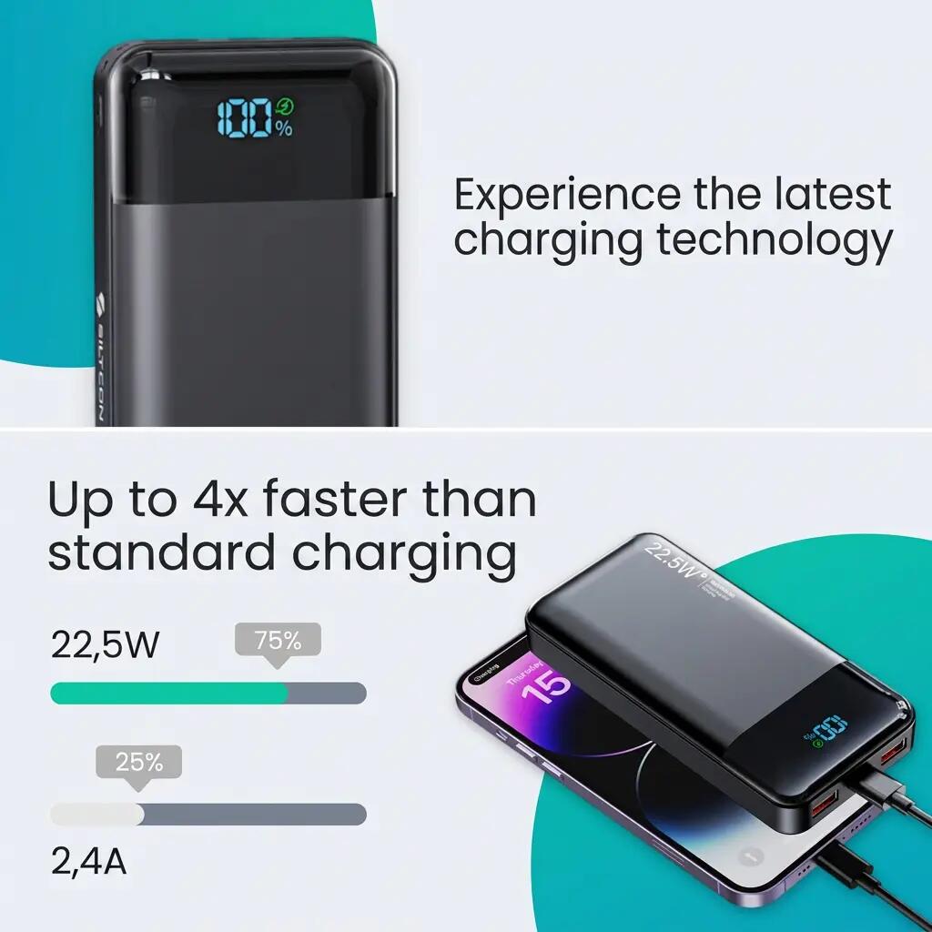 Powerbank 30000 mAh 22,5 W USB-C USB-A inkl. USB-C-Kabel 9/14