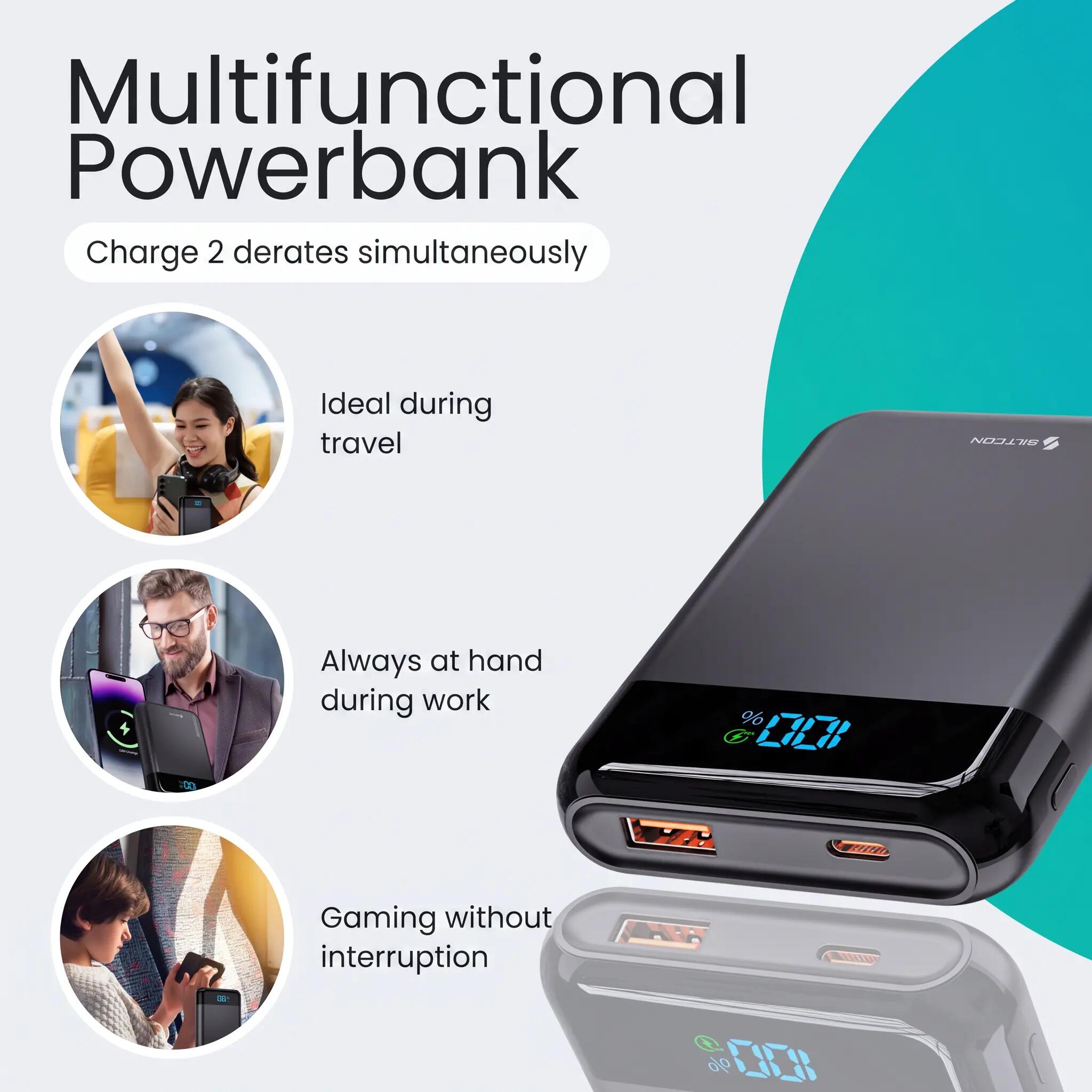Powerbank 10000 mAh 22,5 W USB-C USB-A schwarz 4/14