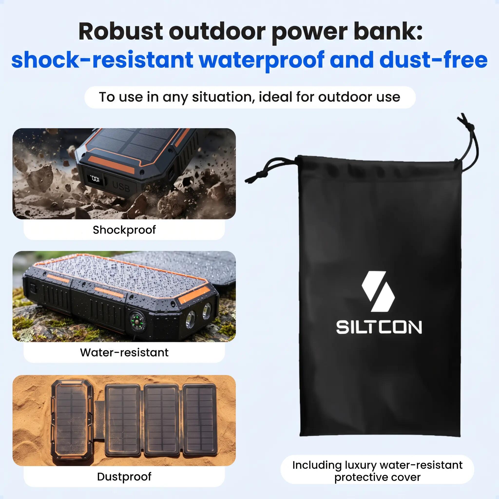 Powerbank Solar 20000mAh - Draadloos - Handslinger - 4 Panelen 11/12