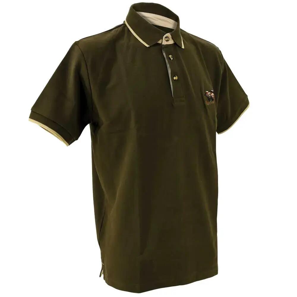 Polo Percussion kaki brodé sanglier en coton manches courtes 2/5