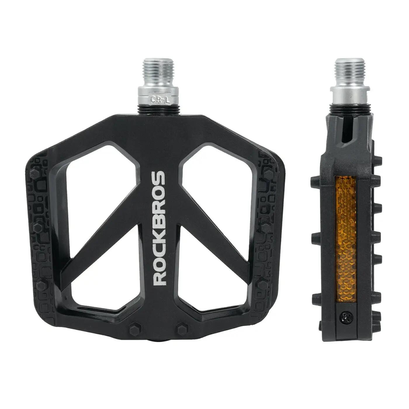 Pedali per bici piatti in nylon antiscivolo con riflettori ROCKBROS 2/2
