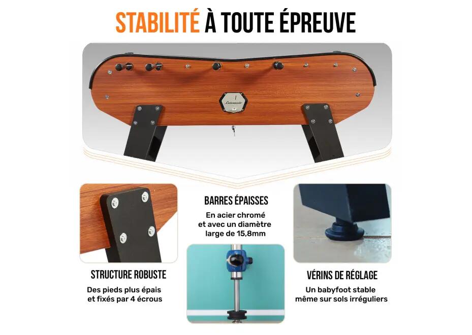 Baby foot de bar en bois foncé 6/15