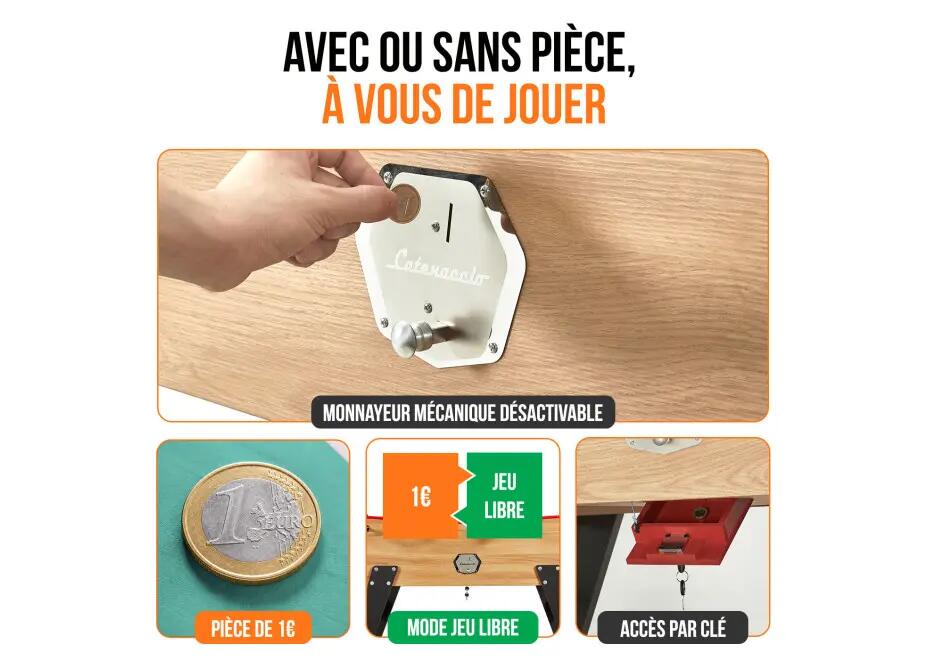 Baby foot de bar en bois foncé 3/15