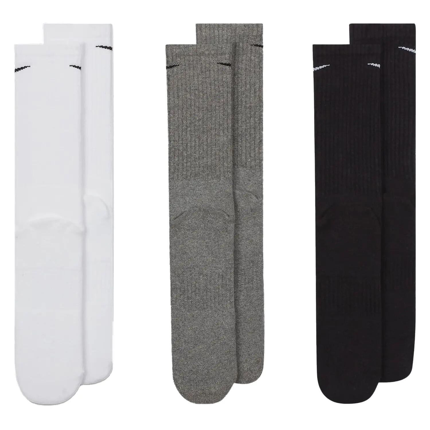 Meias almofadadas para botas unissexo para adultos (pacote de 3) (Branco / Preto 2/5