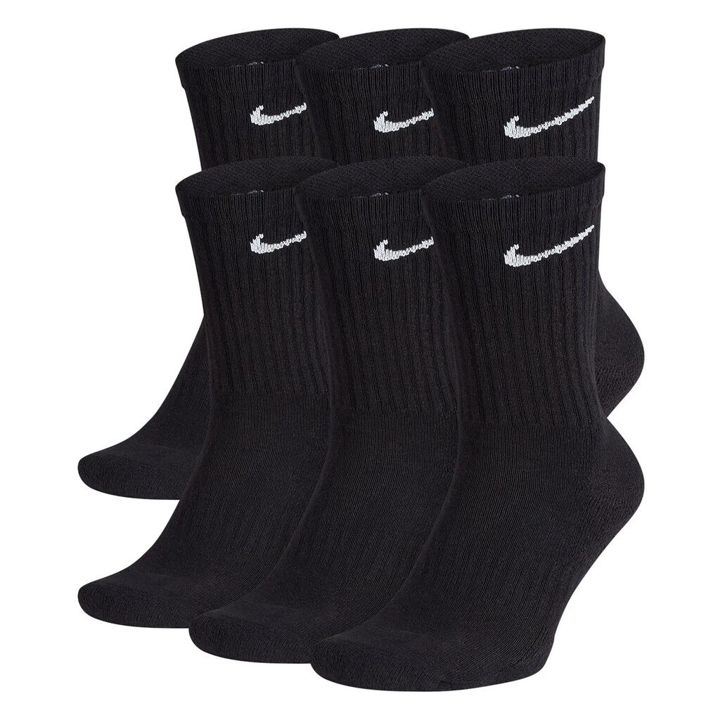 Unisex Adult Everyday Cushioned Socks (Pack of 6) (Black)