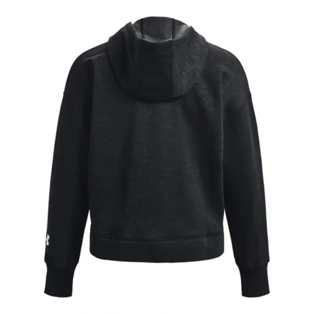 Felpa Con Cappuccio E Zip Intera Scritta Donna Under Armour Essential Nero 3/3