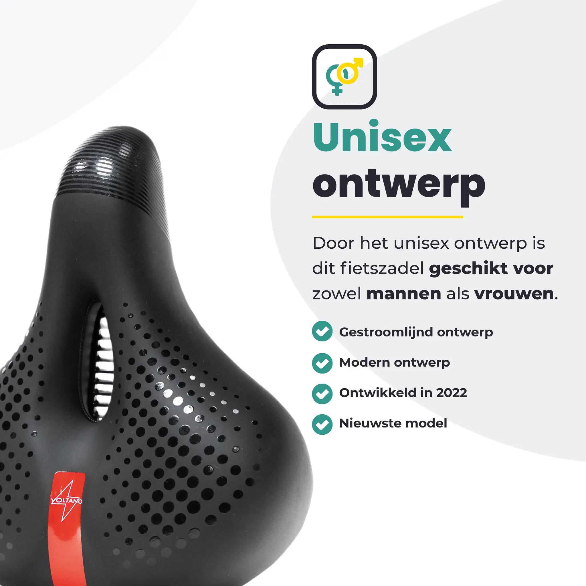 Voltano Gel Flow Fietszadel - Met Uitsparing - Zwart / Rood - Unisex 5/7