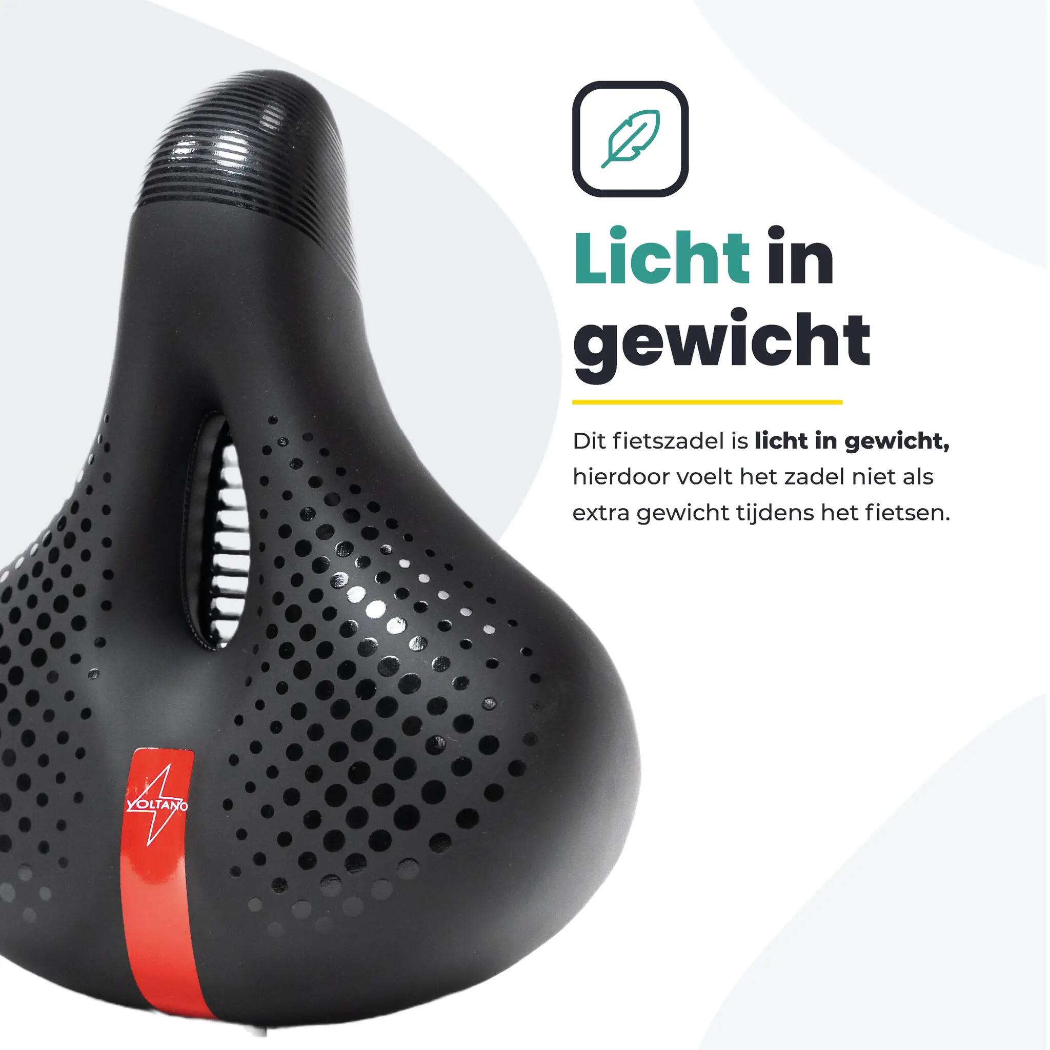 Voltano Gel Flow Fietszadel - Met Uitsparing - Zwart / Rood - Unisex 3/7