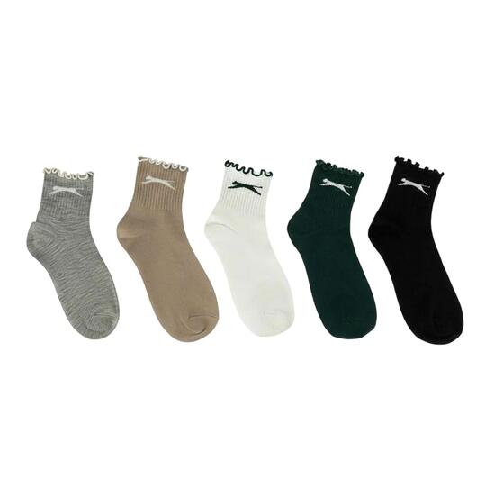 Lot De 5 Socquettes Motif/style Volanté Femme (Multicolore)