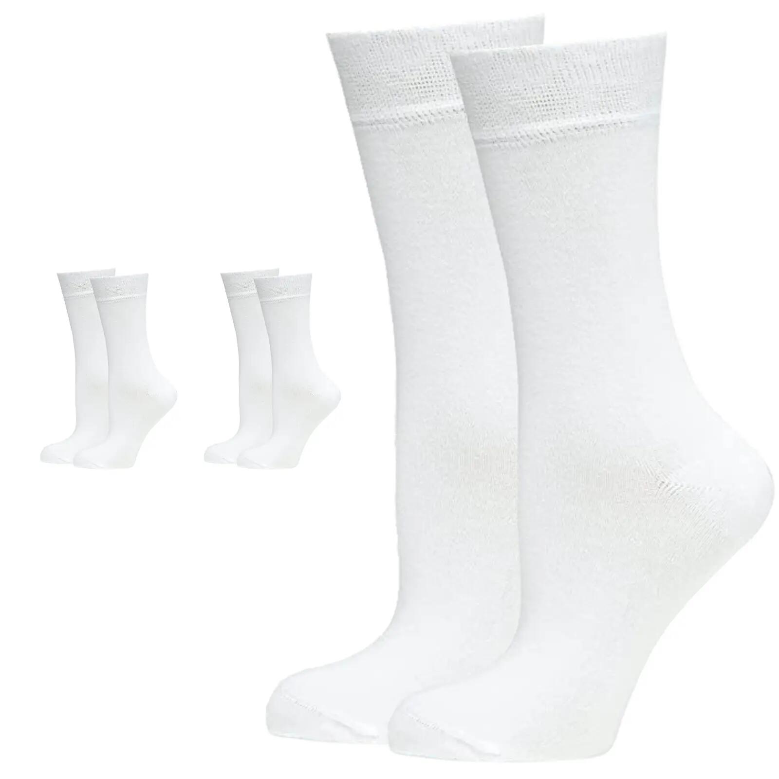 3 Pairs BAMBOO SOCKS Crew Natural Eco Healthy Enviro Unisex Work Business - Whit