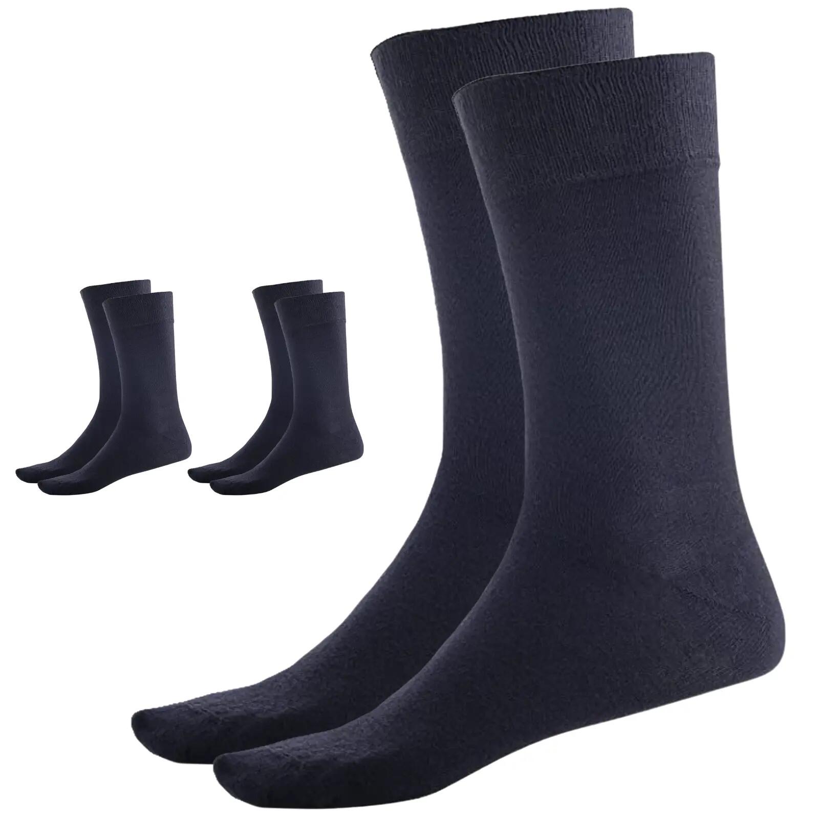 3 Pairs BAMBOO SOCKS Crew Natural Eco Healthy Enviro Unisex Work Business - Navy
