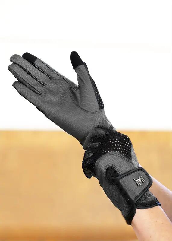 Guantes Equitación Mujer Maximilian Ava Gris/Negro 3/6