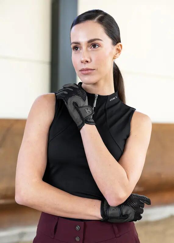 Guantes Equitación Mujer Maximilian Ava Gris/Negro 2/6