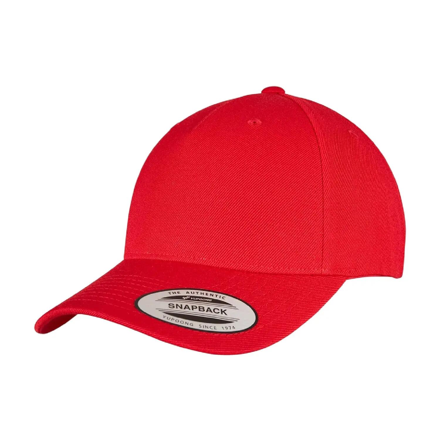 Unisex Adult Logo 5 Panel Snapback Cap (Red) 3/3