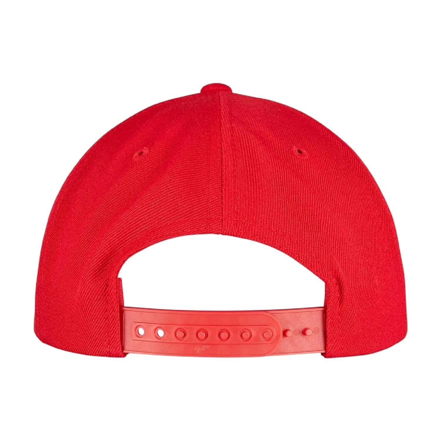 Unisex Adult Logo 5 Panel Snapback Cap (Red) 2/3