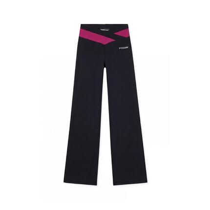 Legging évasé effet peau de pêche avec taille haute croisée