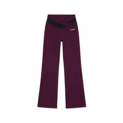 Legging évasé effet peau de pêche avec taille haute croisée