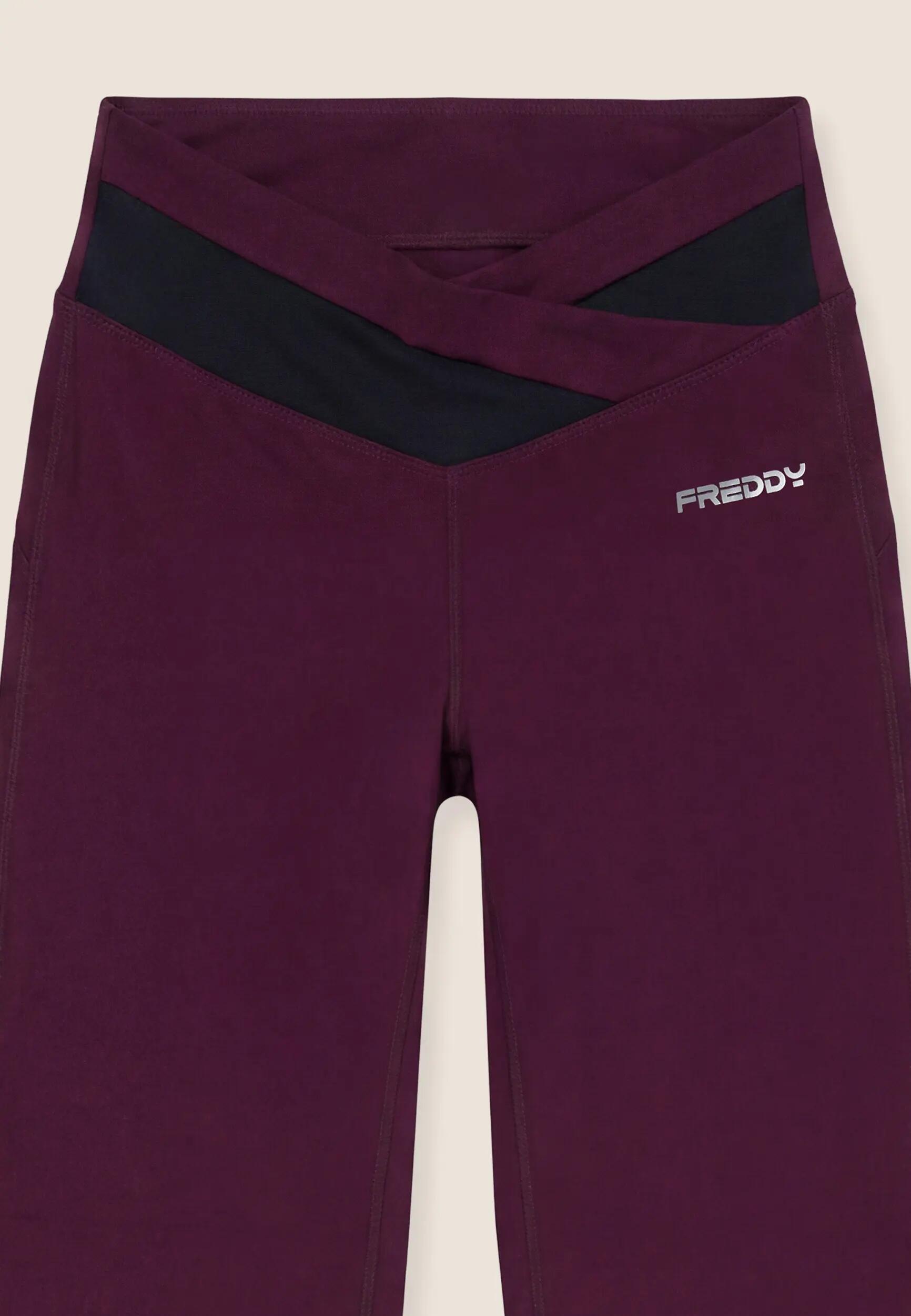 Legging évasé effet peau de pêche avec taille haute croisée 3/3