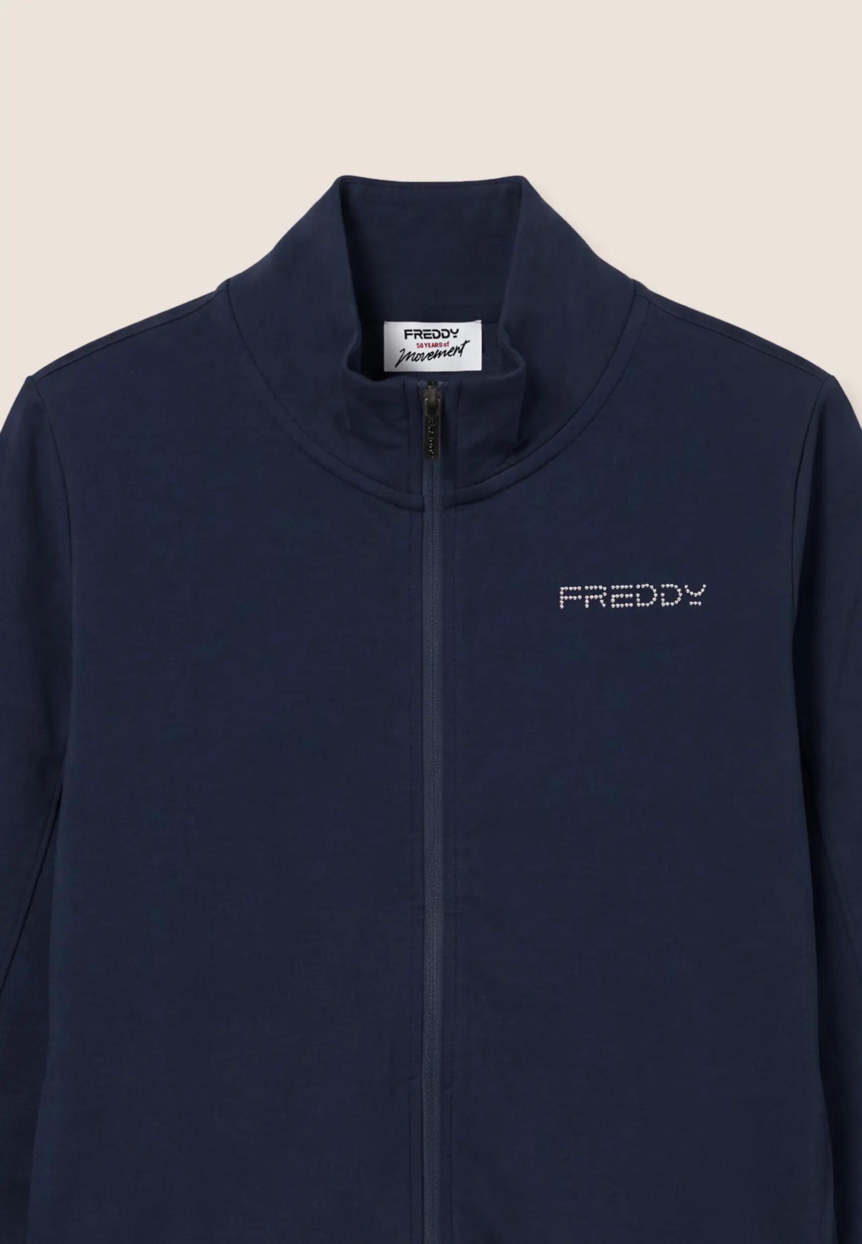 Tuta Sportiva Donna con Zip, Collo Alto e Loghi in Perline 3/3