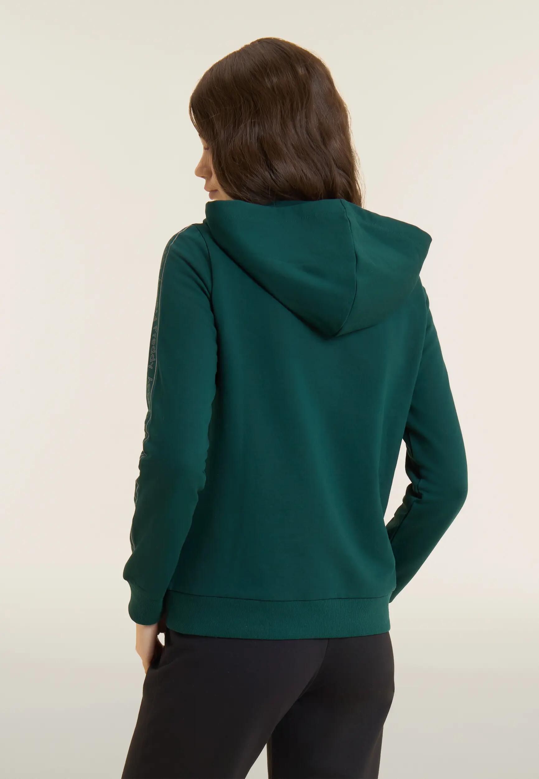 Tuta Sportiva Donna con Zip, Cappuccio e Bande Logo 3/6