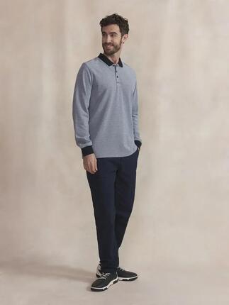 Polo manches longues - Sportswear - Homme - Coupe ajustée - ZEVIKPOL - Bleu