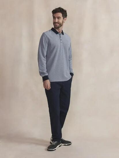 Polo manches longues - Sportswear - Homme - Coupe ajustée - ZEVIKPOL - Bleu
